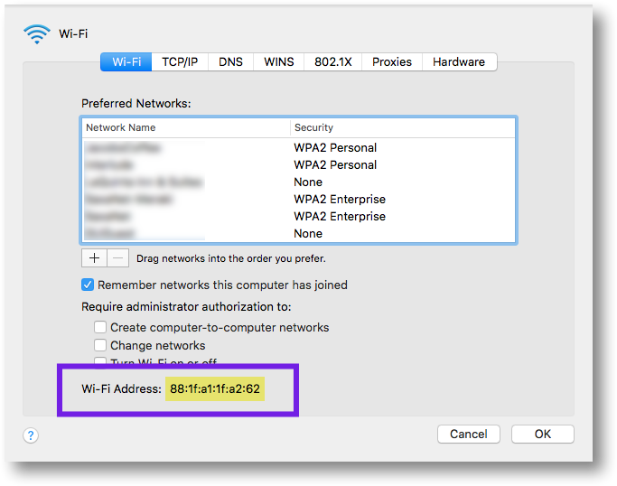 where to find mac address on mac for wifi